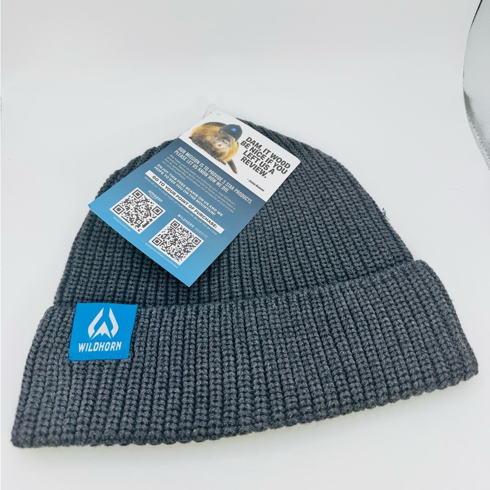 Wildhorn Ski Beanie Gray Knit Winter Hat With Tag OS Adult.